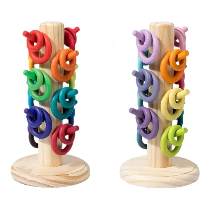 12 Dowels Sorting Helper Tree with 24 Building Rings Set