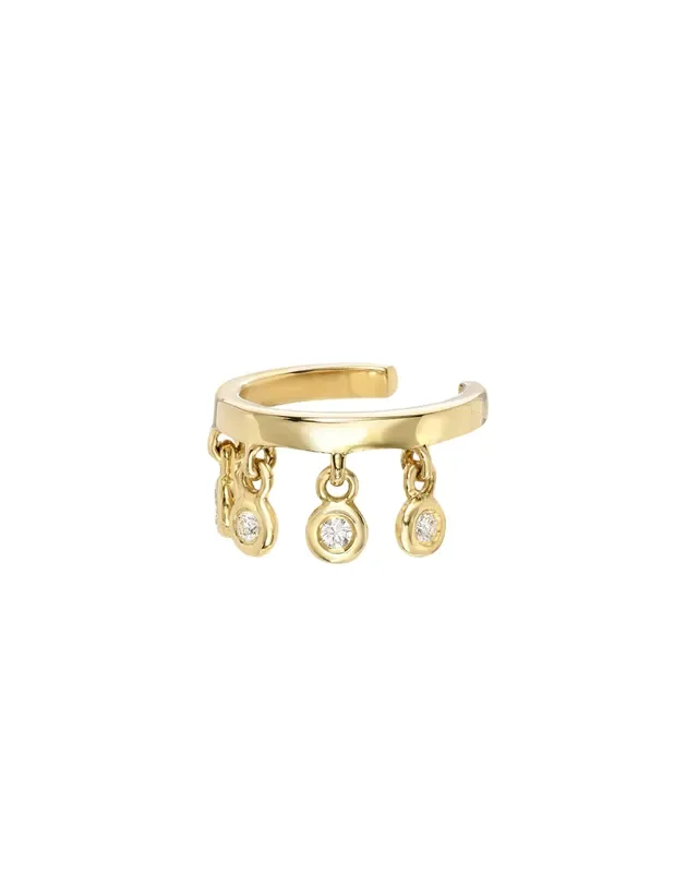 14k Gold Ear Cuff With Diamond Fringes