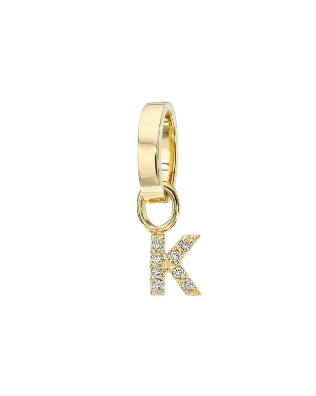 14k Gold Heirloom Charm With Mini Diamond Initial