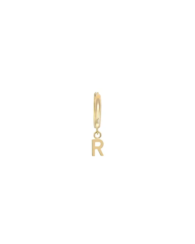 14k Gold Mini Huggie Earring With Initial