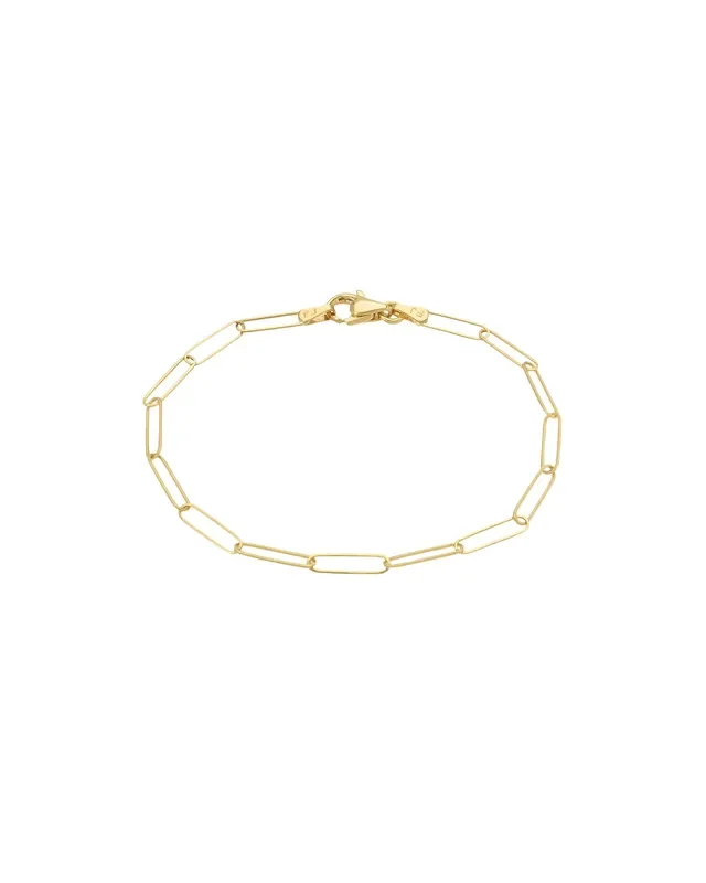 14k Gold Paper Clip Chain Bracelet