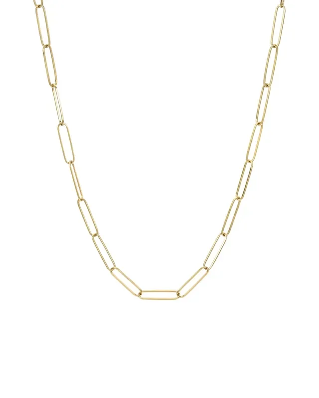 14k Gold Paper Clip Chain Necklace