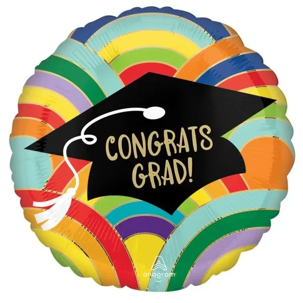 17 ” Congrats Grad Rainbow Mylar Balloon – Colorful Graduation Celebration