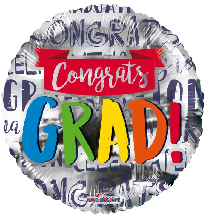 18 ” Colorful Congrats Grad Banner Balloon – Bright, Fun Graduation Decor