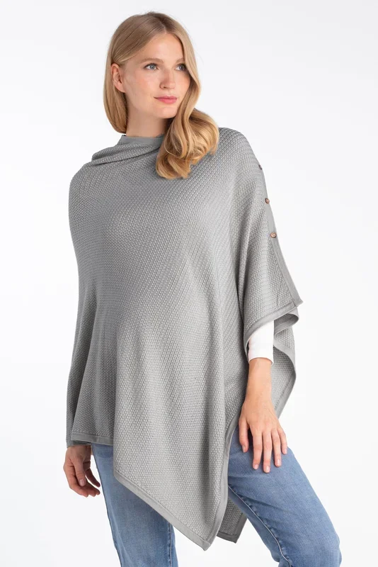 2-in-1 maternity and nursing poncho with buttons in textured knit