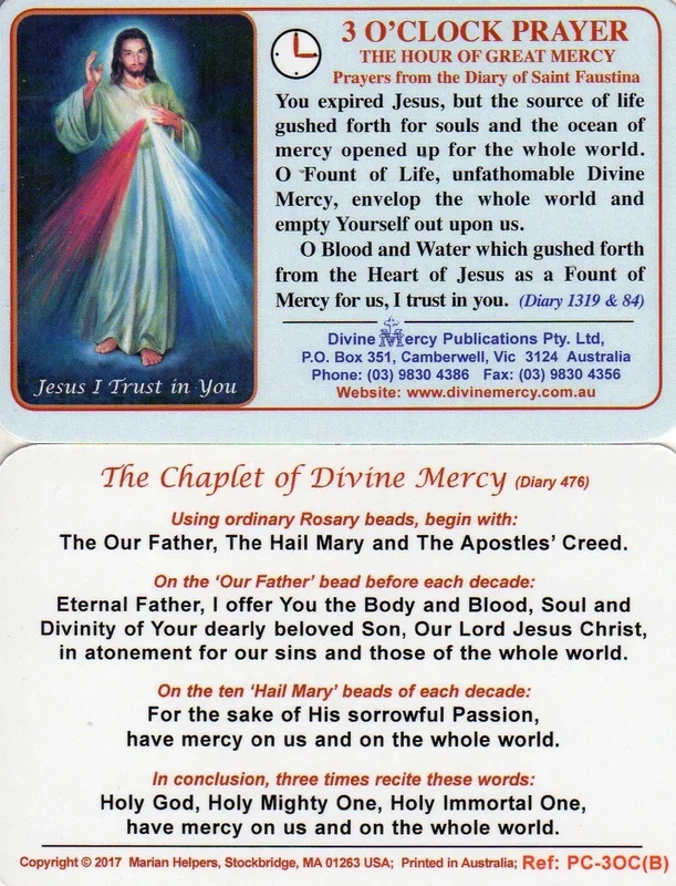 3 O’Clock Prayer (The Hour of Great Mercy) Card