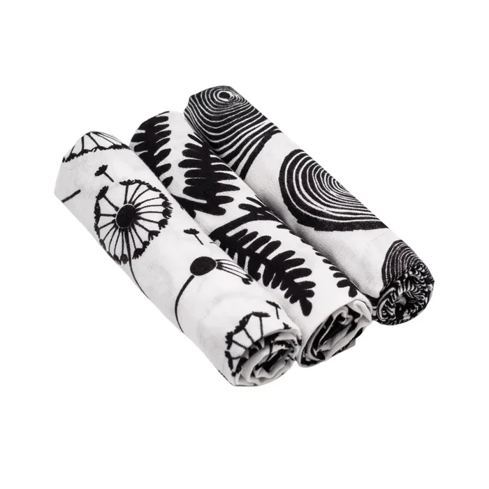 3-pack Plant Print Muslins – For Newborn To 4 Month Old Babies