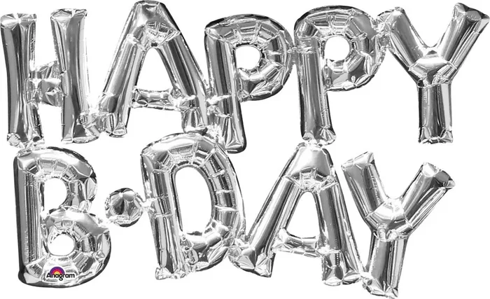30 ” Happy Bday Balloon Kit Silver
