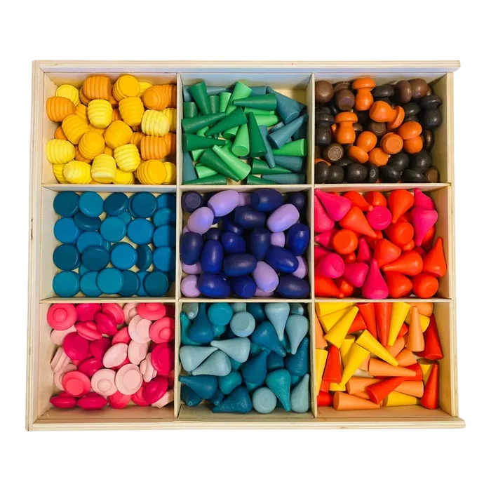 324 Pcs Mandala Loose Parts With Wooden Tray Open-ended Play Set