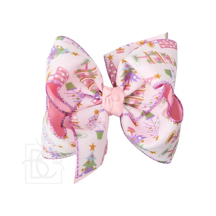 4.5 ” Layered Pastel Christmas Tree Print Hair Bow