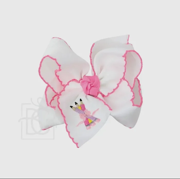 4.5” Embroidered Bow w/ Scallop Edge abc