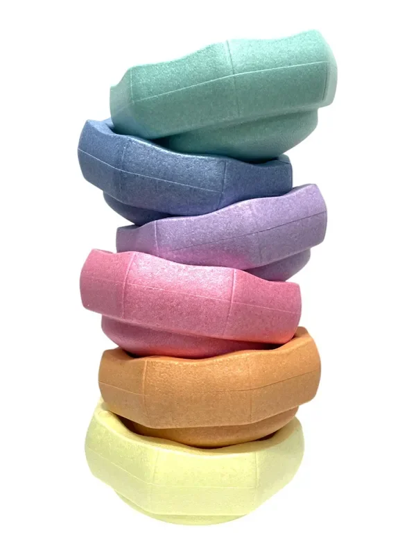 6 Pieces Pastel Rainbow Stepping Stones Set