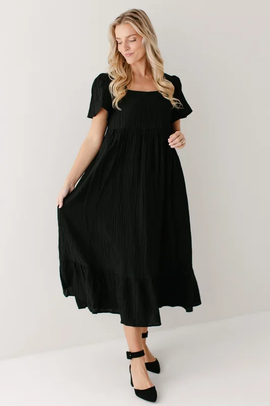 ‘Babbette’ Square Neck Flutter Sleeve Midi Dress