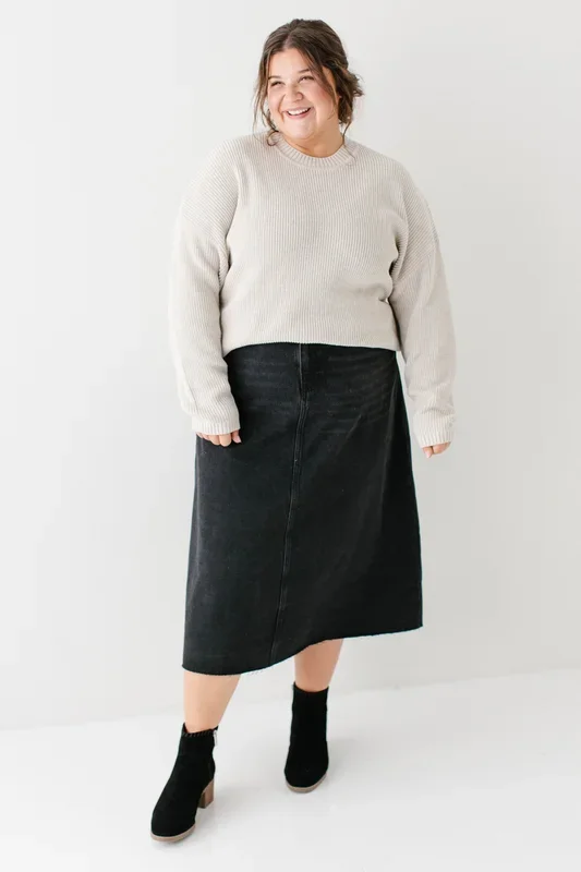 ‘Brooke’ A-Line Denim Midi Skirt