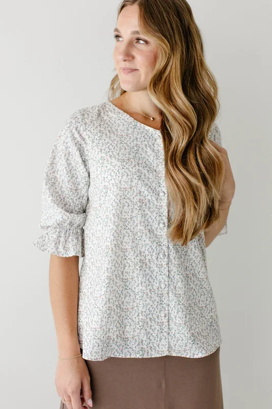 ‘Clarissa’ 3/4 Sleeve Button-Down Floral Blouse FINAL SALE