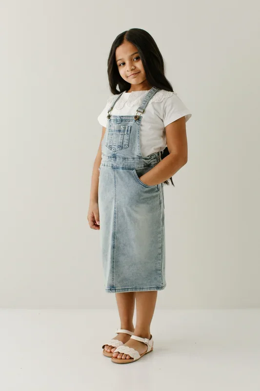 ‘Emerson’ Girl Light Denim Skirt Overalls FINAL SALE