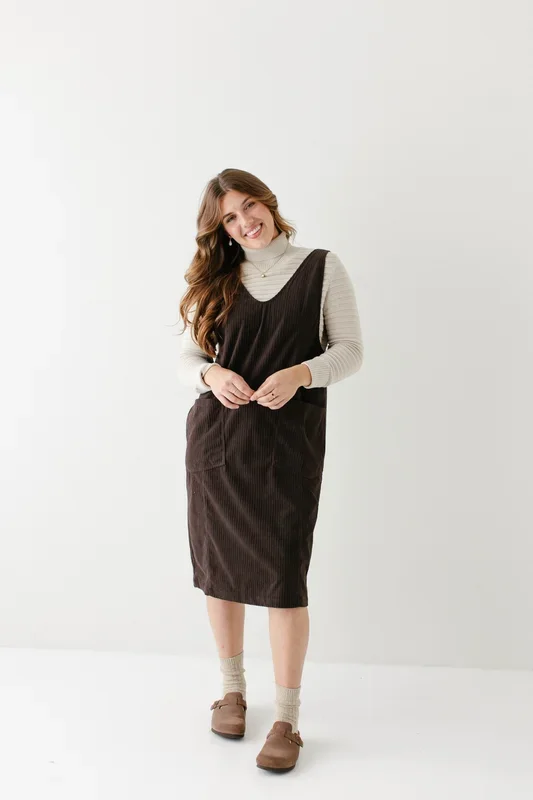 ‘Ford’ Corduroy Overall Midi Dress