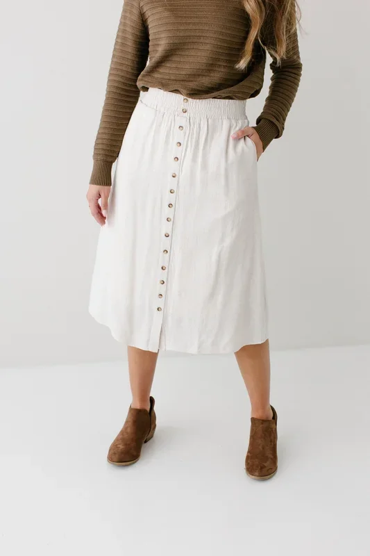 ‘Greta’ Button Front Midi Skirt FINAL SALE