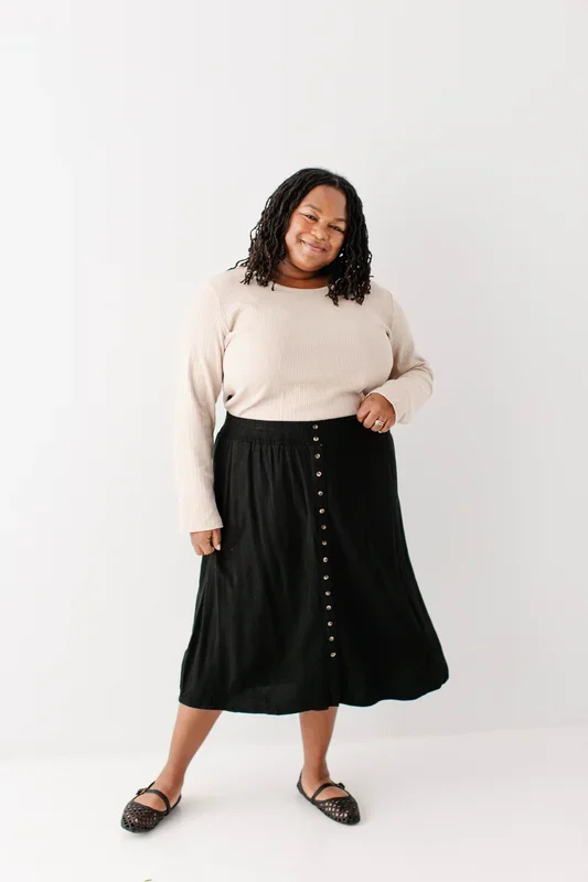 ‘Greta’ Linen Blend Midi Skirt
