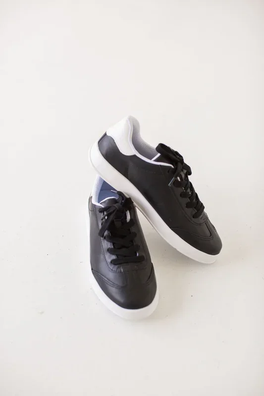 ‘Portland’ Leather Sneakers in Black FINAL SALE