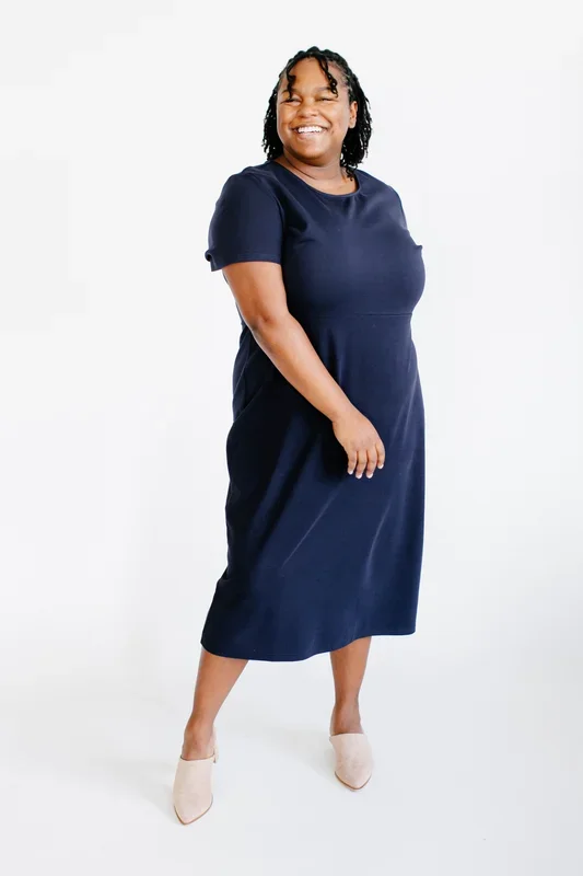 ‘Spencer’ Ponte Knit Midi Dress in Navy FINAL SALE