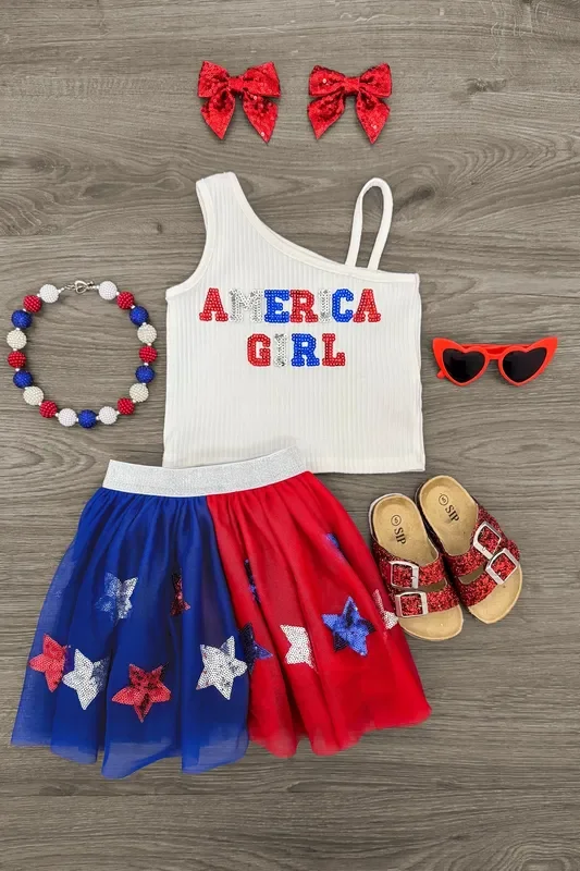 “America Girl ” Tulle Skirt Set