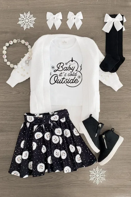 “Baby It’s Cold Outside ” Snowman Skirt Set