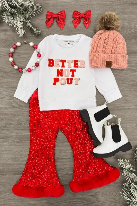 “Better Not Pout ” Sequin Flare Set