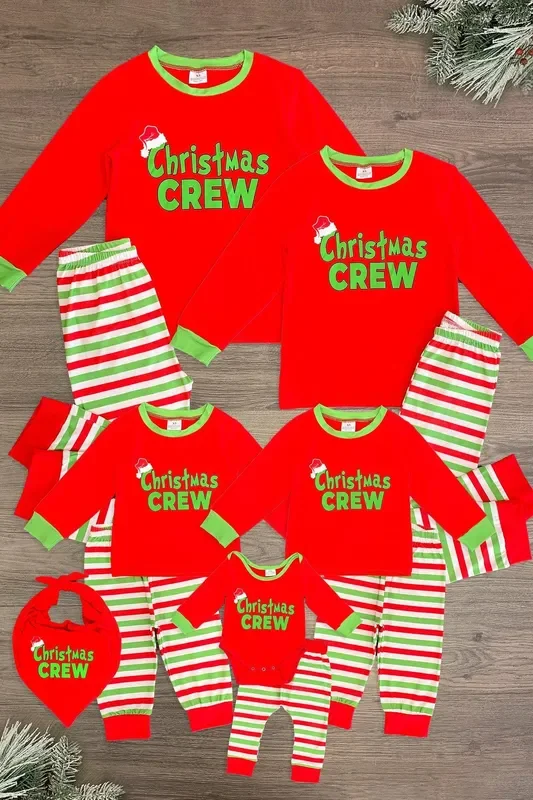 “Christmas Crew ” Family Pajama – AND PET BANDANA!