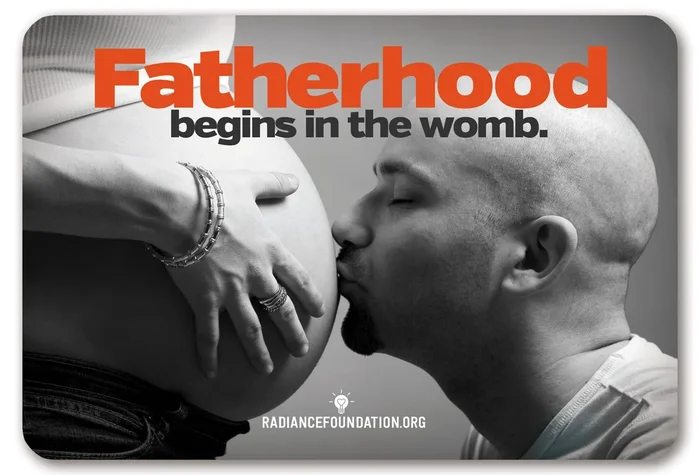 “FATHERHOOD BEGINS IN THE WOMB” 4in x 6in Postcard (couple #2)