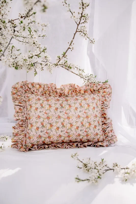 “green Garden ” Pillow With Frill