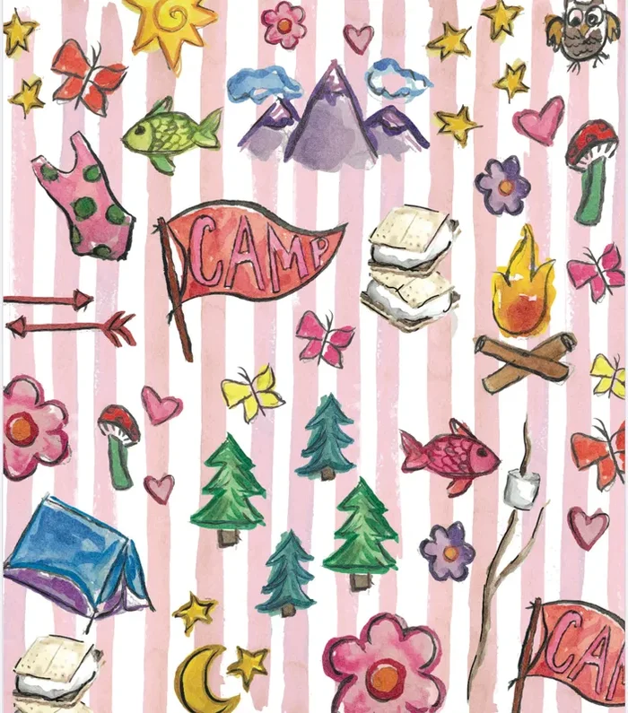 “Happy Camper ” Minky Blanket, pink