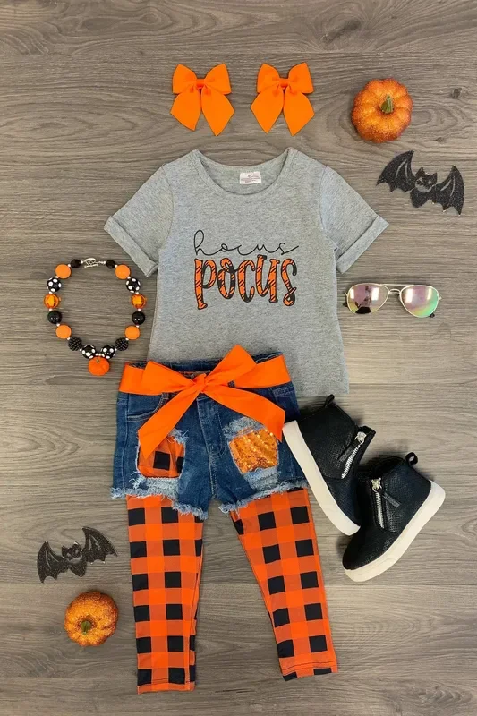 “Hocus Pocus ” Legging & Denim Short Set