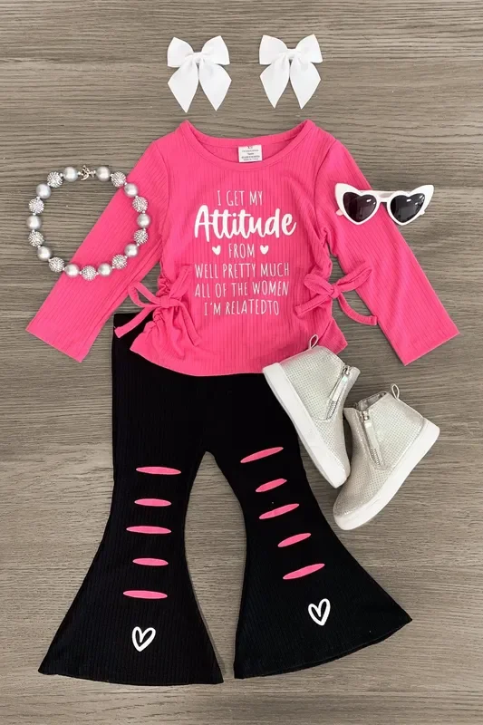 “I Get My Attitude From… ” Pink Flare Pant Set