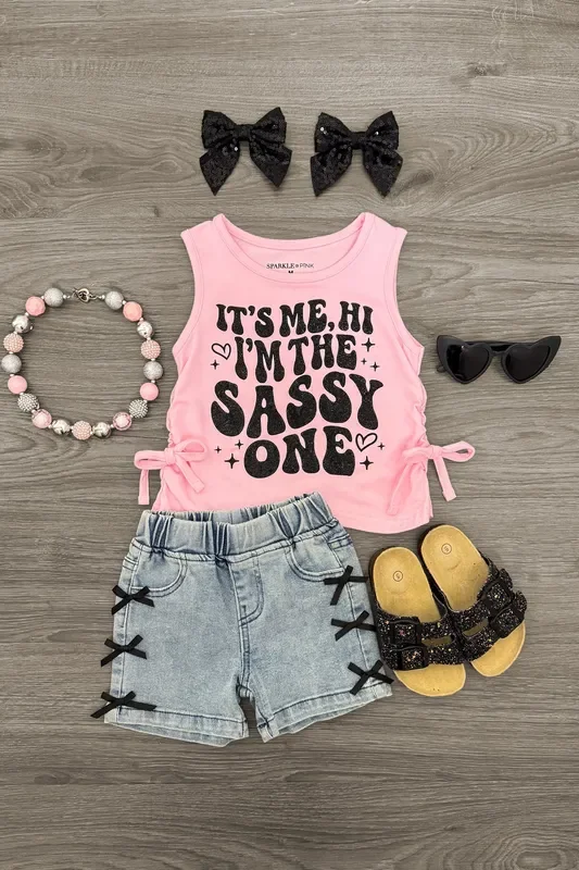 “It’s Me, Hi I’m The Sassy One ” Denim Short Set