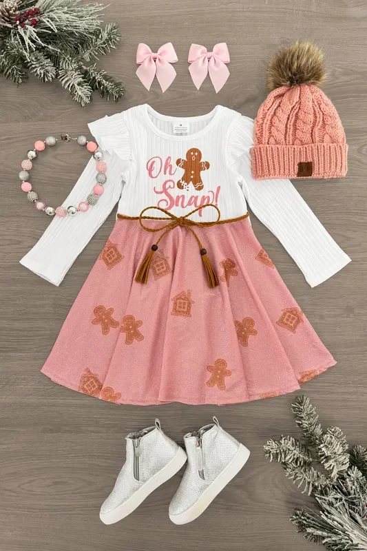“Oh Snap! ” Pink Glitter Gingerbread Dress