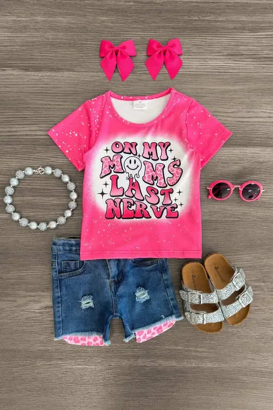 “On My Moms Last Nerve ” Denim Short Set