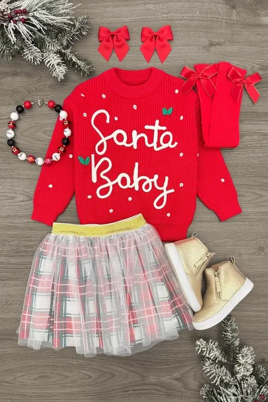 “Santa Baby ” Plaid Tulle Skirt Set