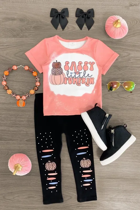 “Sassy Little Pumpkin ” Pink Legging Set