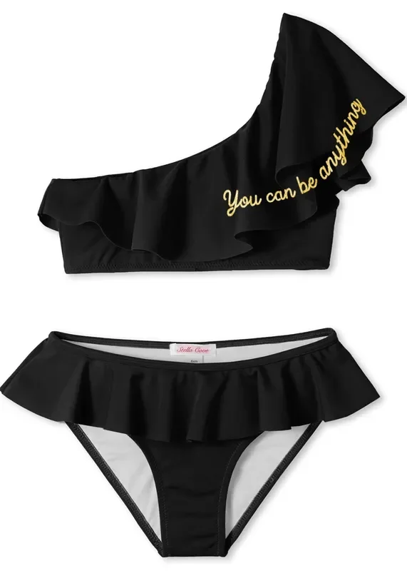 “you Can Be Anything ” Black One Shoulder Bikini