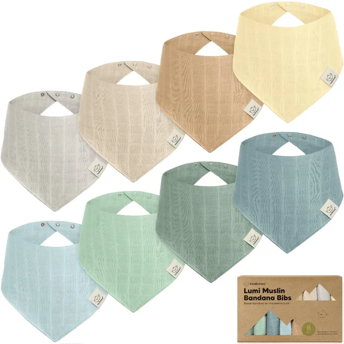 8pk Lumi Muslin Baby Bibs – Mirage