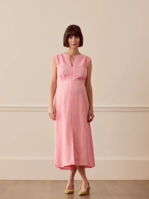 Abbie Linen Blend Midi Dress