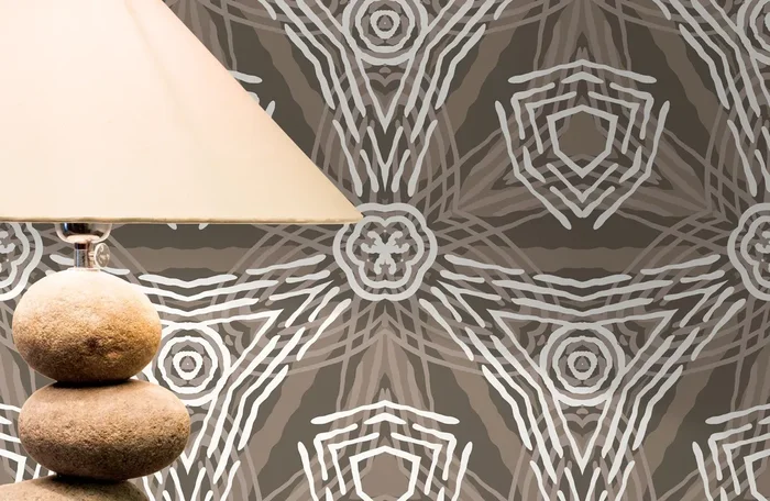 Abstract Geometric Wallpaper With A Tribal Motif In Brown And Taupe – X026