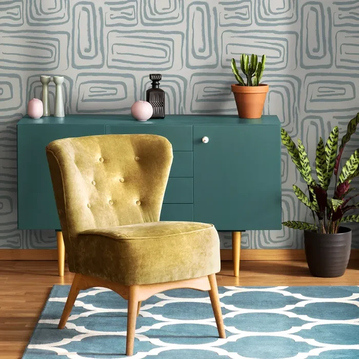 Abstract Wallpaper With A Brushstroke Motif In Light Blue And Grey – C642