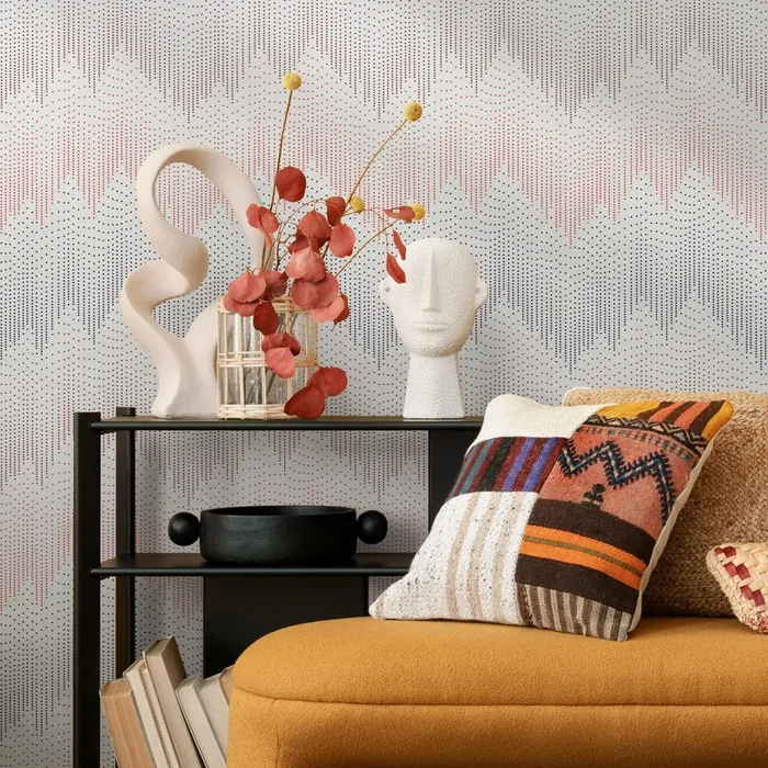 Abstract Wallpaper With A Cascading Dot Motif In Black And Red – B254