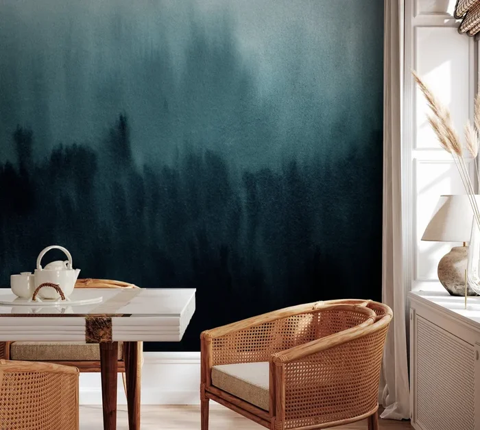 Abstract Wallpaper With A Moody Ombre Effect In Navy And Teal – X157