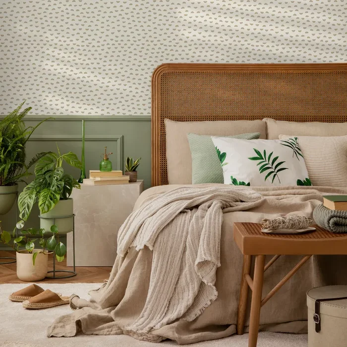 Abstract Wallpaper With A Semi-circle Motif In Beige – C588