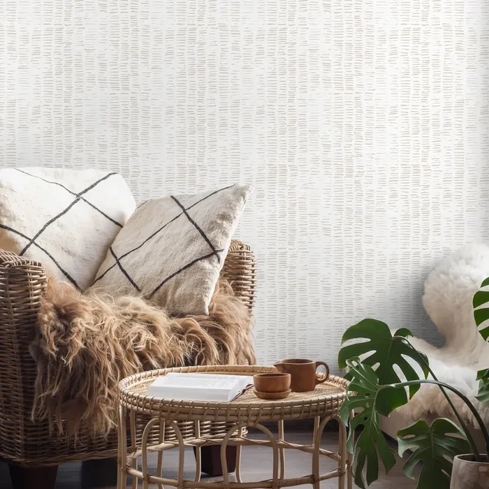 Abstract Wallpaper With A Textured Dashed Line Motif In Beige – B988