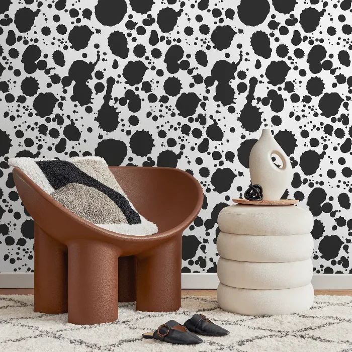 Abstract Wallpaper With An Ink Splatter Motif In Black And White – A665