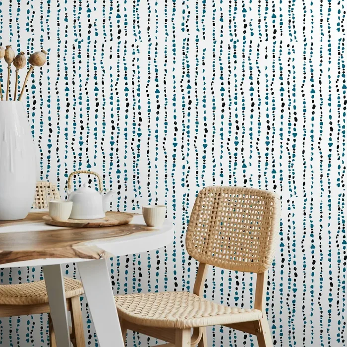 Abstract Wallpaper With Dotted Vertical Stripes In Teal And Black – A150